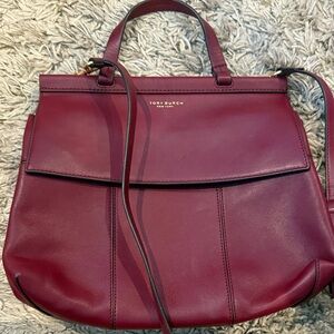 Tory Burch Deep Red Leather Shoulder Bag
